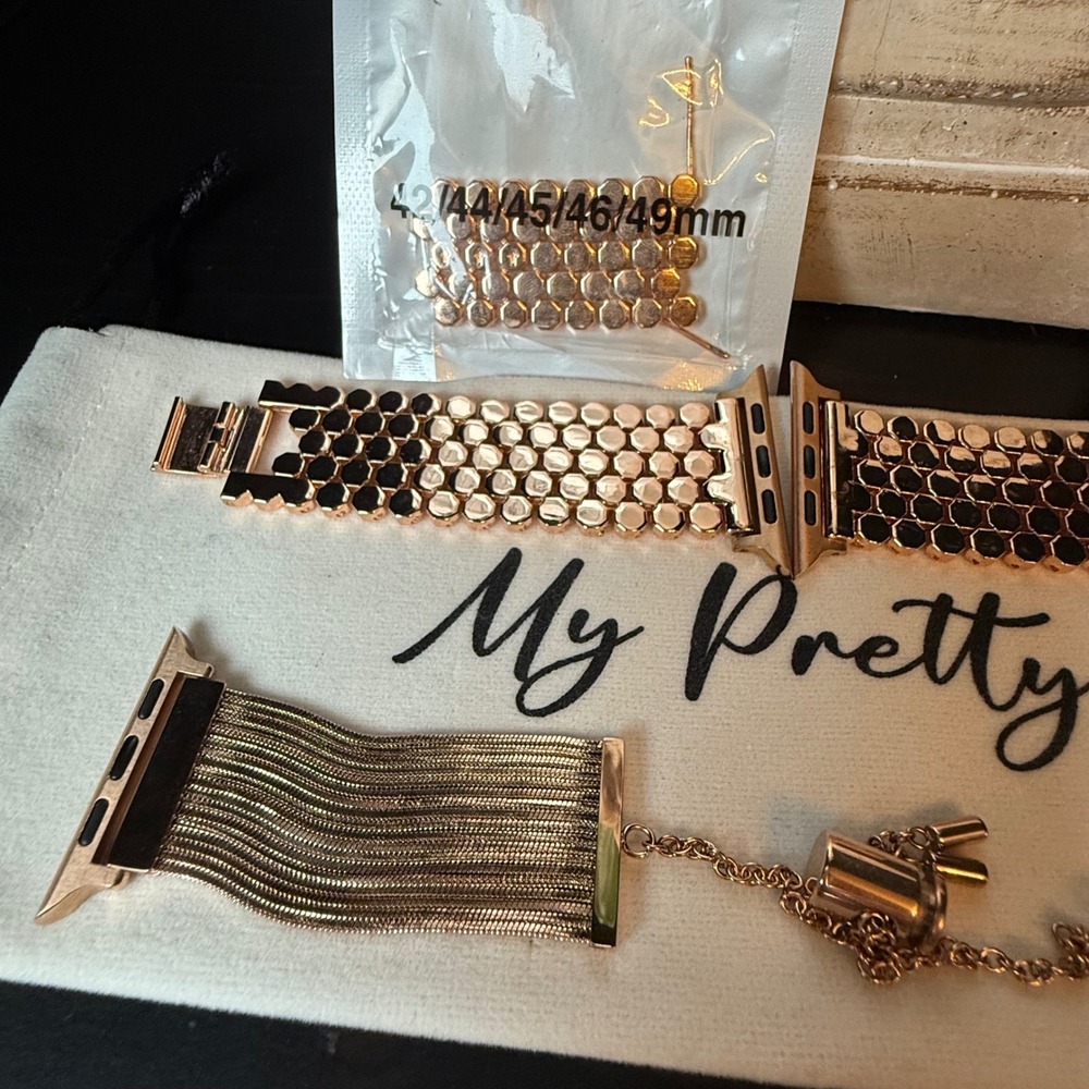 My Pretty Strap Rose Gold Apple Watch Band Set 42/44/45/46/49mm Jewelry Bracelet - Picture 2 of 3